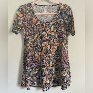 Whimsical Floral Patterned Lularoe Perfect T-Shirt